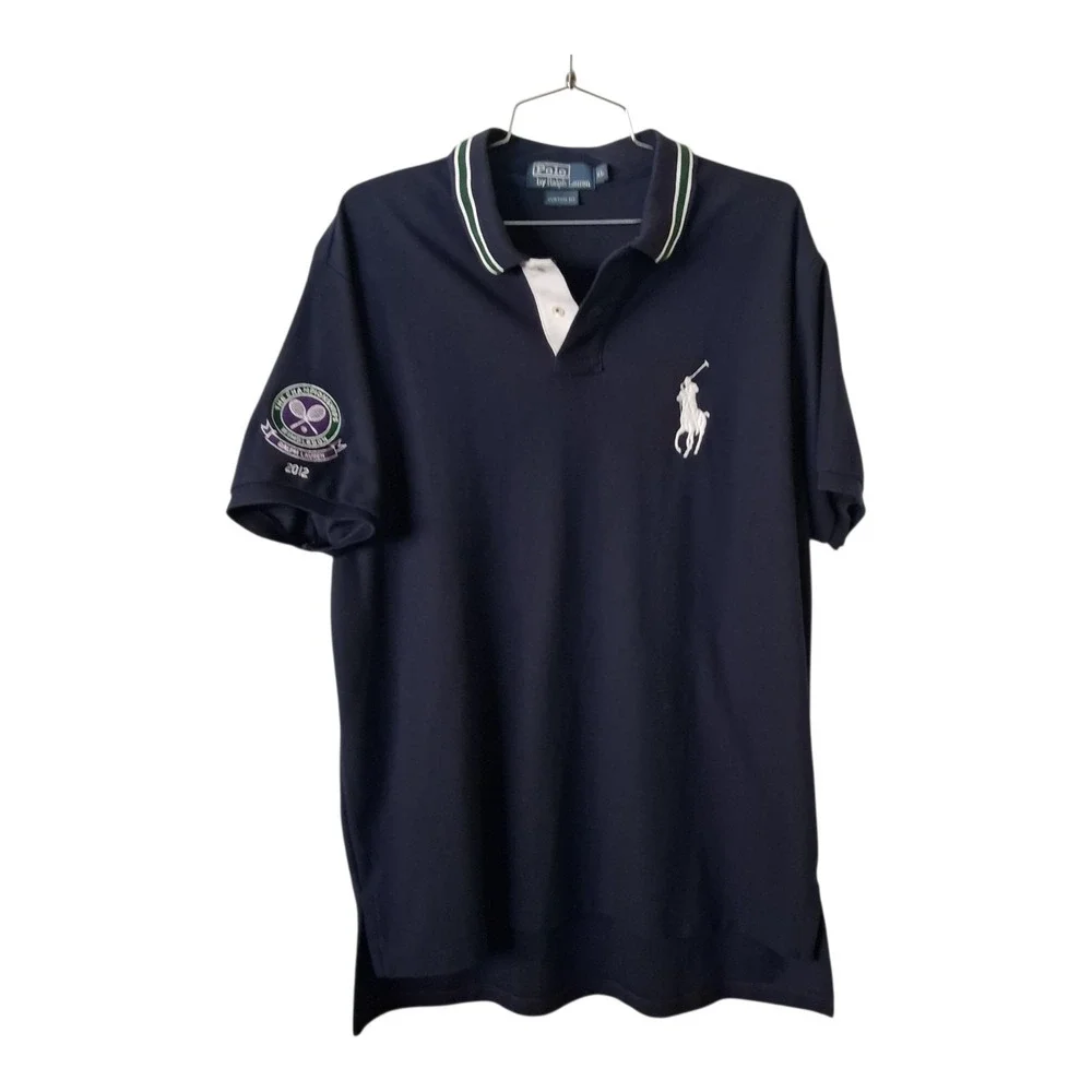 Polo Ralph Lauren Wimbledon Polo Men's Size XL Navy Big Pony Tennis Patch 2012